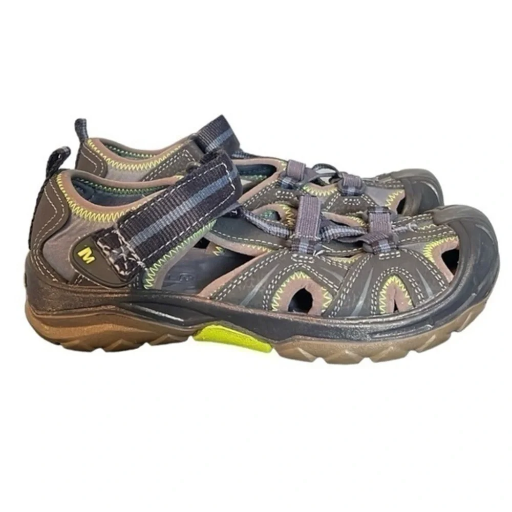 Merrell Hydro Hiker Sandals Boys 2W, leather, gray/blue
